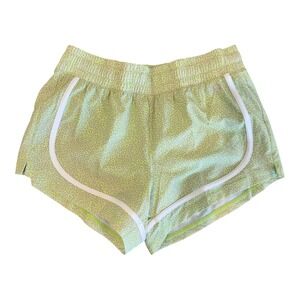 DSG Girls Mid-Rise Stride Shorts Neon Pear Green Patterned Size M 10-12 NWT